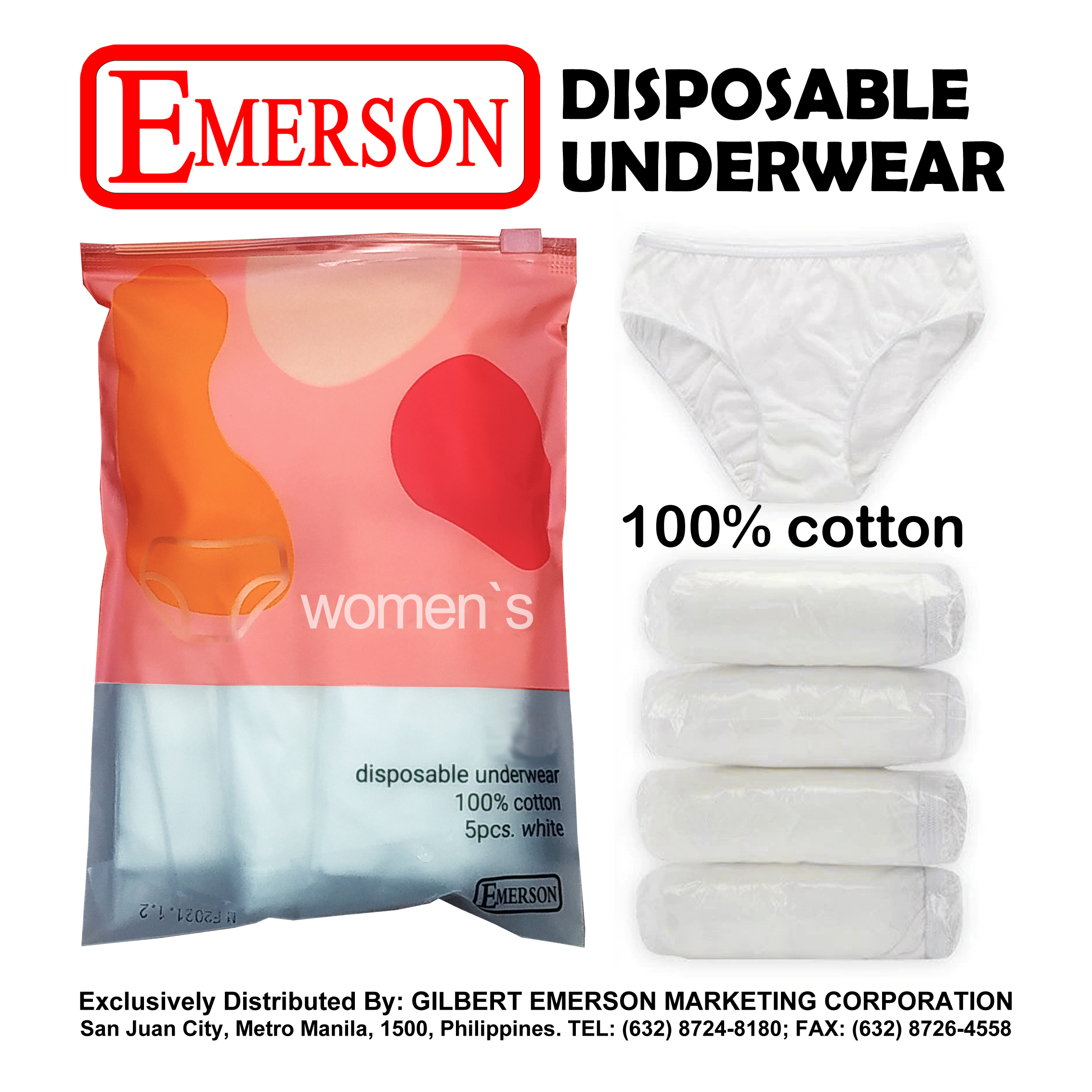 EMERSON Disposable Underwear - WOMENS (100% COTTON)